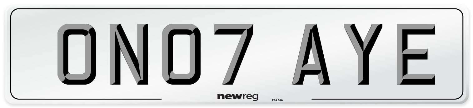 ON07 AYE Number Plate from New Reg